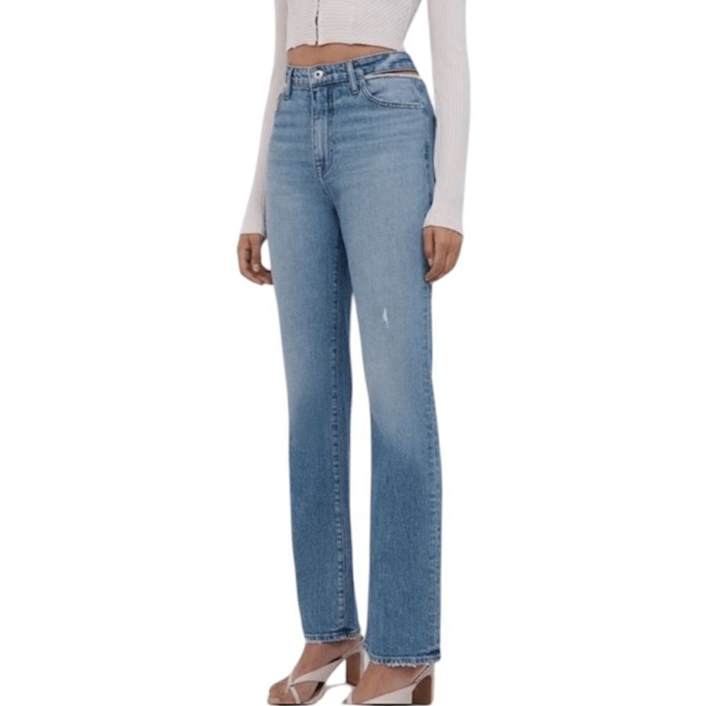 NWT Jonathan SIMKHAI Amelia Straight Leg Denim Jeans Size 31 Embellished - Picture 15 of 15